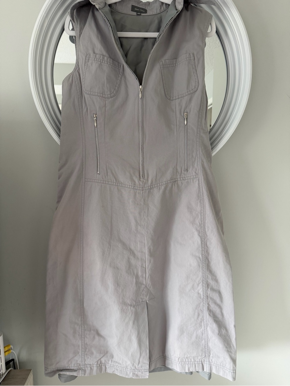 Marc Aurel Premium Gray Cargo Utility Midi Dress - Size Large (EU 40)